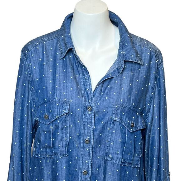 Philosophy chambray polka dot shirt dress size L - Picture 2 of 13